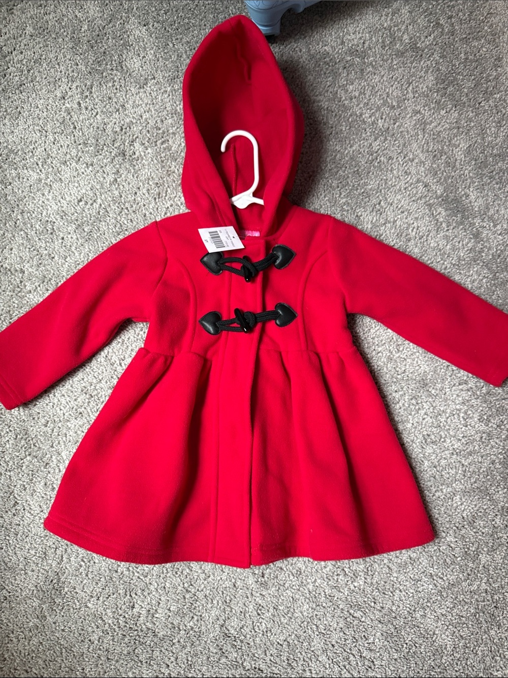 Red Hooded Pea Coat for Toddler